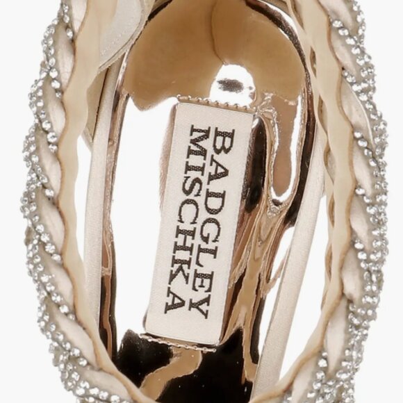 NEW  Badgley Mischka Collection Fenix Embellished Ankle Strap Sandal Soft Gold - Picture 5 of 8